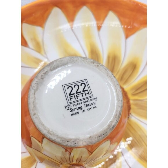 222 Fifth Ceramic Spring Daisy Fruit Salad Serving Bowl Set of 2 - Picture 3 of 13